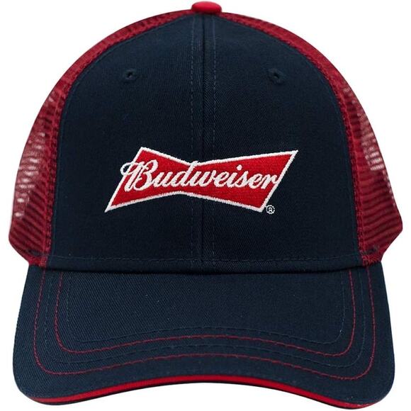 Budweiser Snapback Trucker Hat Embroidered H3 Headwear OS Blue Red Logo - Picture 1 of 6